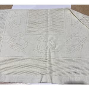 Vintage First Impressions Infant Wear Baby Blanket Ivory/Yellow ~ Ducks ~ 26x34